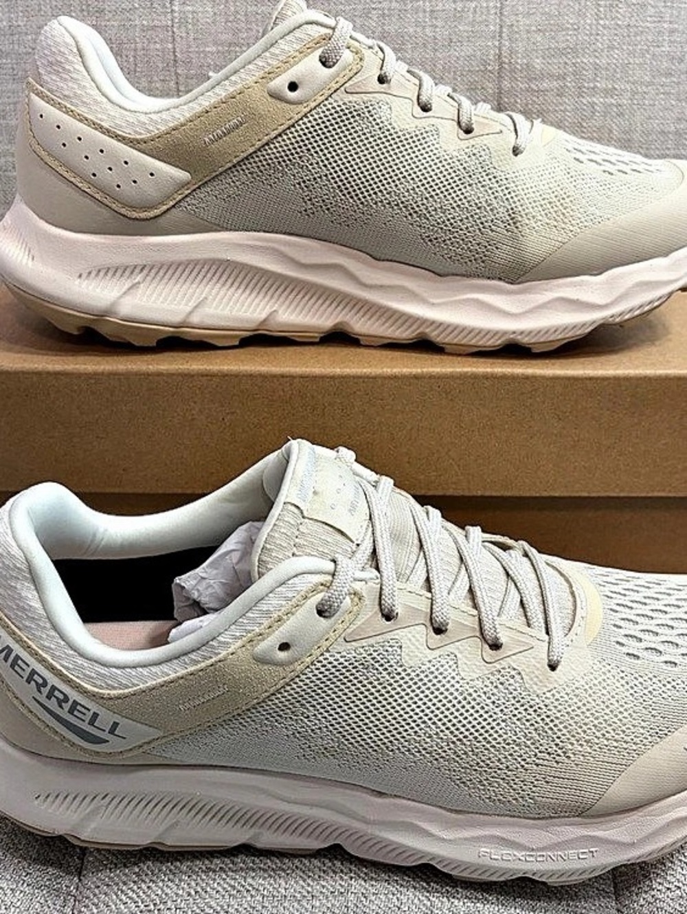 Merrell Antora 4 Waterproof Trail Running Shoes Eggshell Cream Beige Women's 9